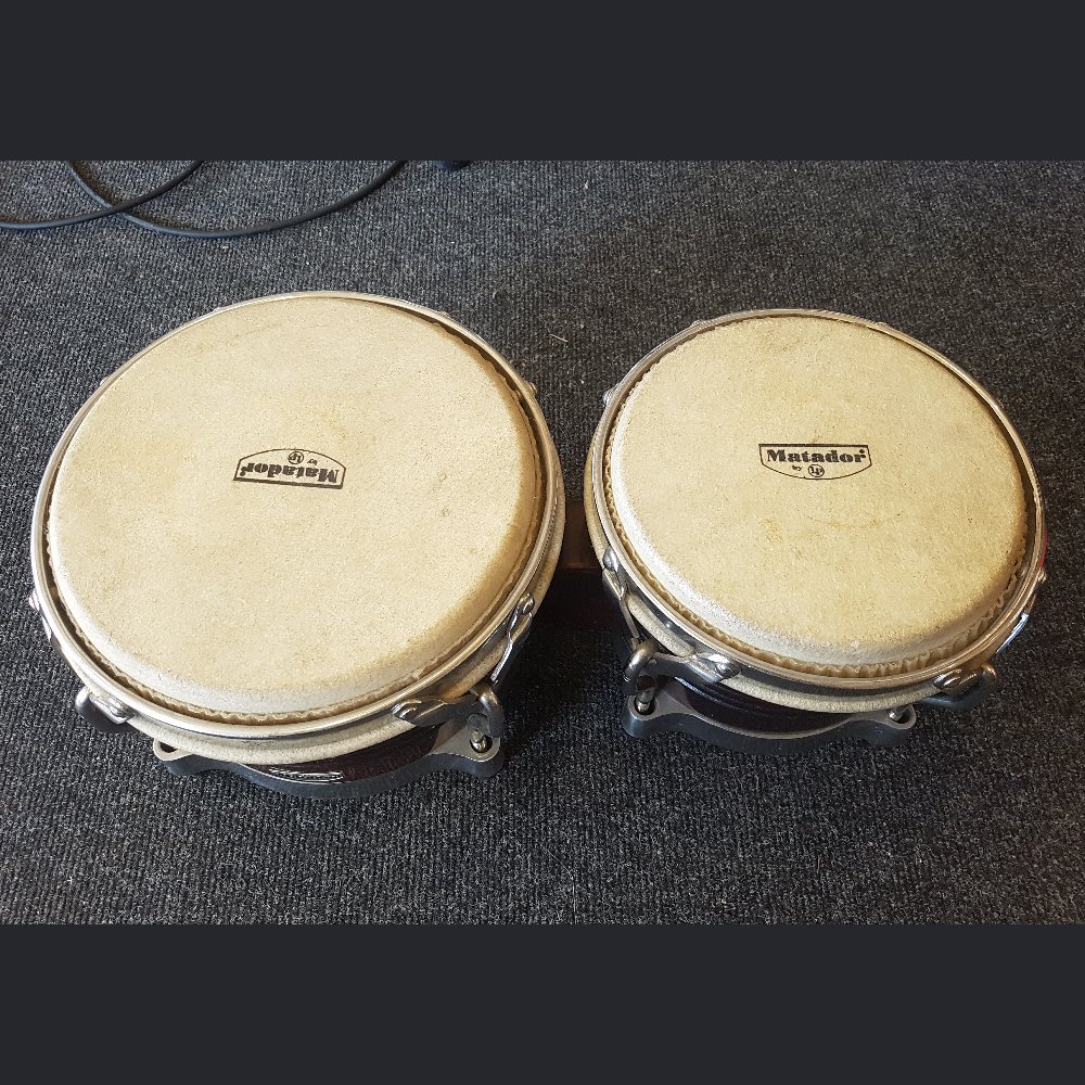 LP Latin Percussion Matador Wood Bongo Dark Brown Chrome Hardware M201